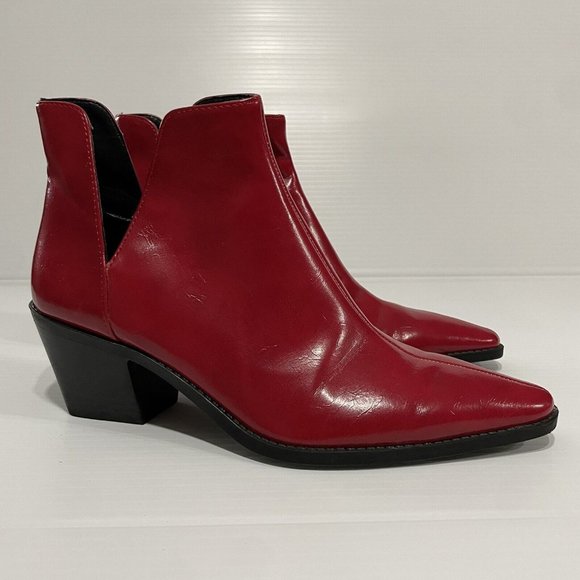 Zara Shoes Zara Red Heeled Cowboy Ankle Boots Booties Size 36